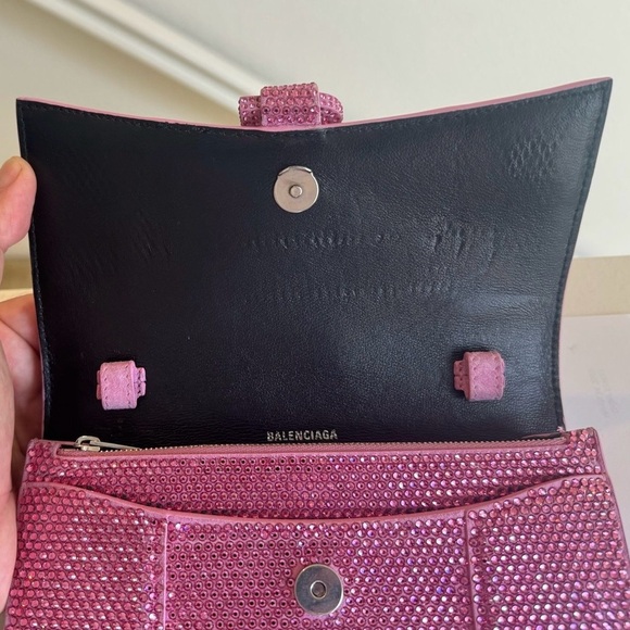Balenciaga Hourglass Pink Crystal Embellished Crossbody Bag - Picture 10 of 16